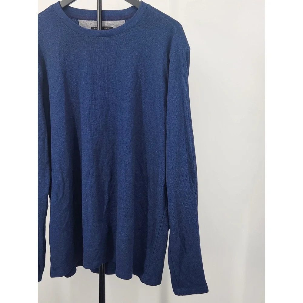Banana Republic Mens XL Blue Long Sleeve Crew Neck Cotton Blend Knit Shirt